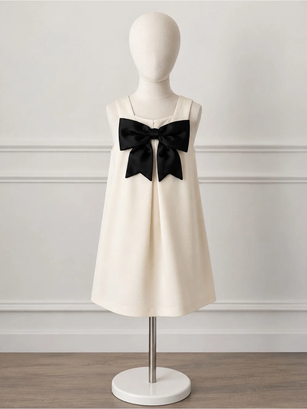 Zara Cream A-Line Dress with Black Bow